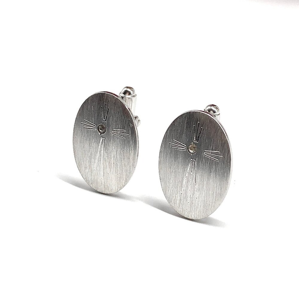 Keep Faith ! Sterling Silver Cuff links, Vintage Religious Cross Oval Cufflinks
